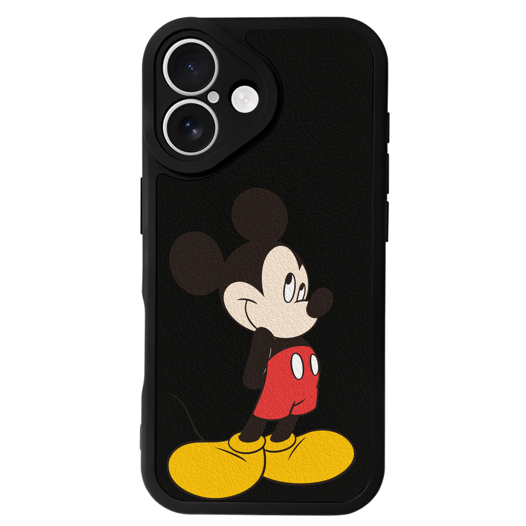 （画像用） ミッキーマウス Mickey Mouse 【iPhone 16シリーズ対応】シリコンスマホケース（レザー調） 材質：シリコン